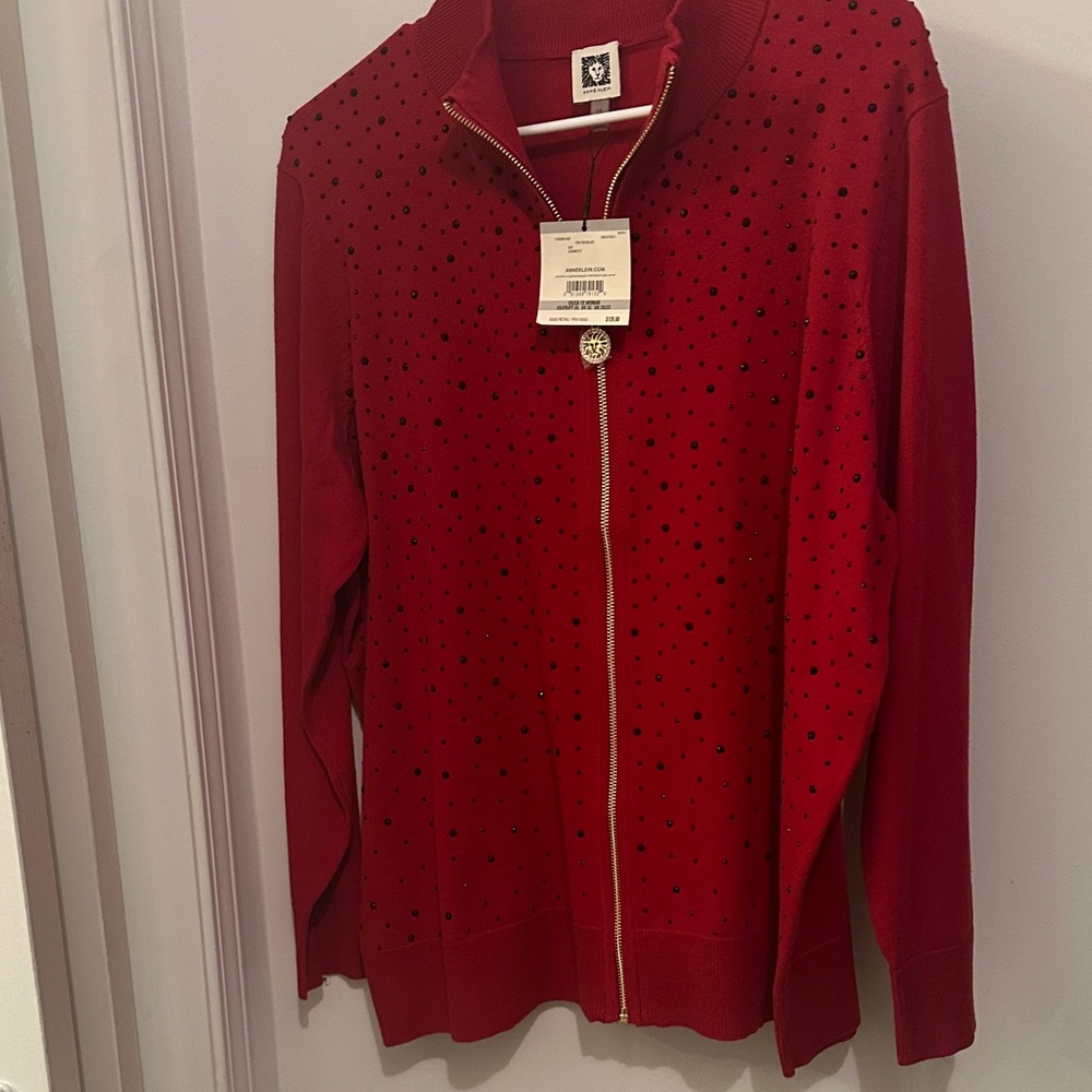 Anne Klein Red Sweater with Black Accents
